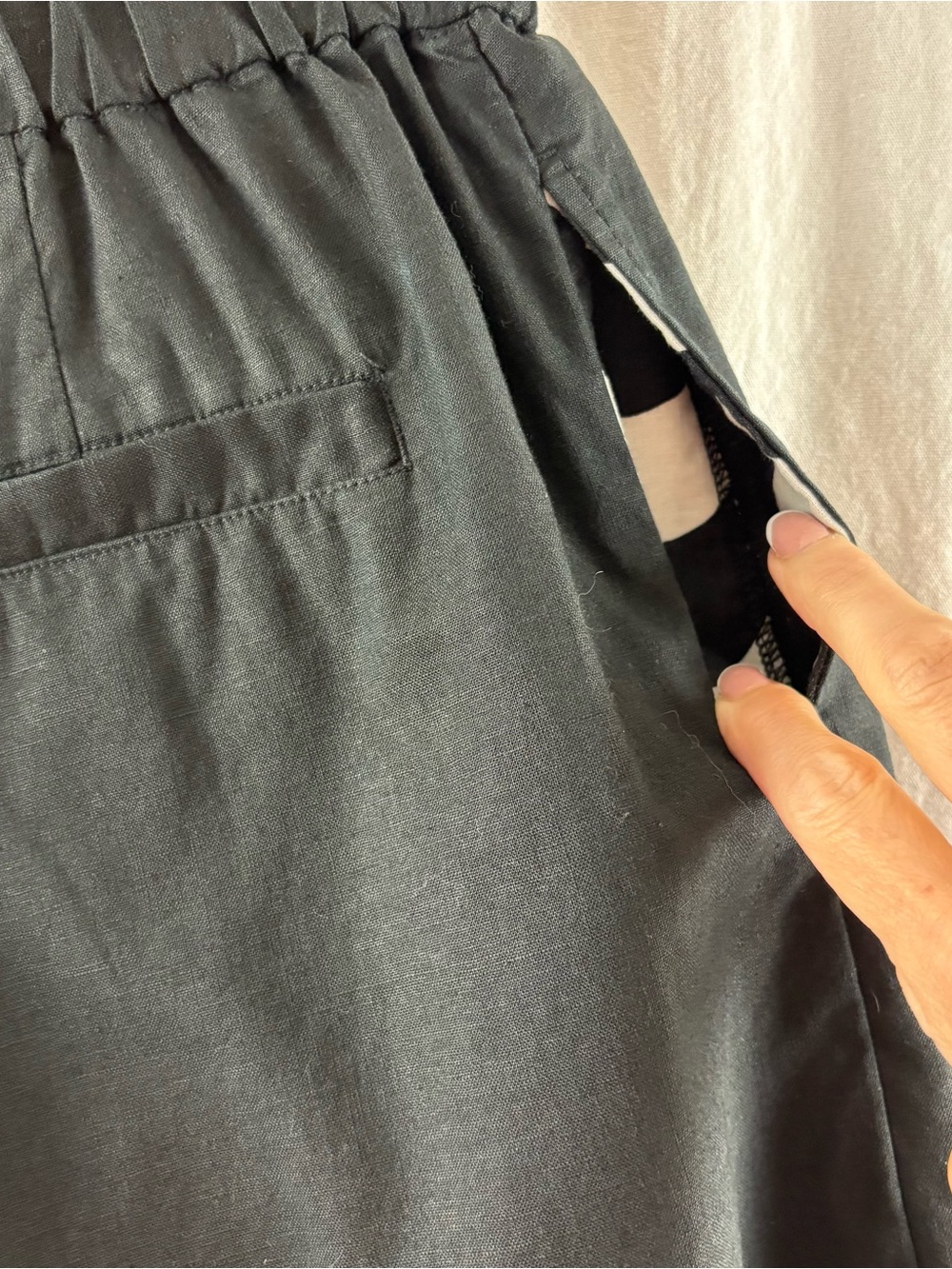 Uniqlo Marimekko Linen Cotton Cropped  Crop Wide Leg Pants Black S - Picture 6 of 8